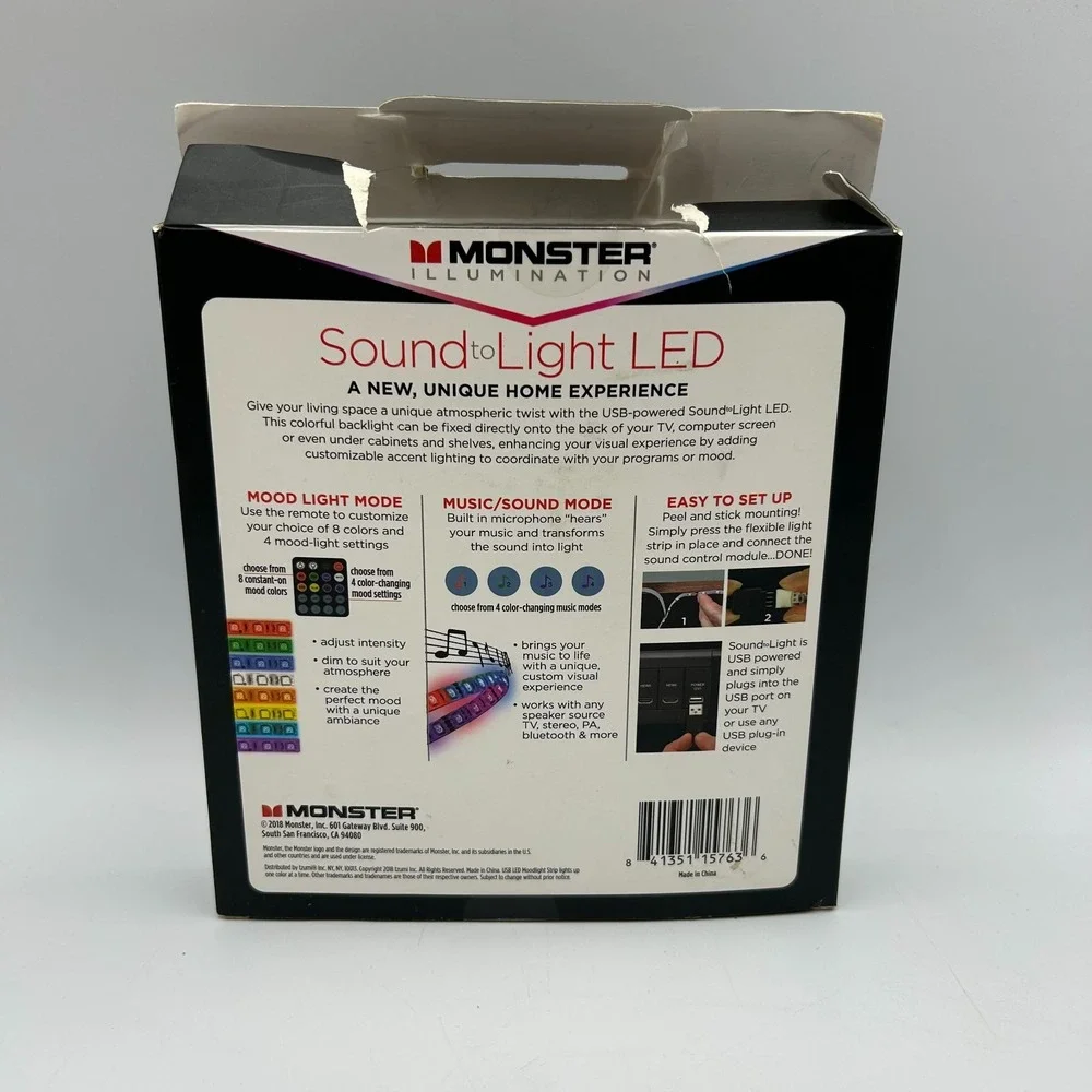 Monster Illumination Sound To Light LED Color Changing‎ Strip Light Sound Sync